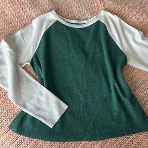 Turquoise and White Baseball-Style Tee